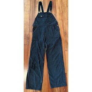 GAP Overalls Black Pinstripe Railroad 100% Cotton Hong Kong 1990s Women's Medium